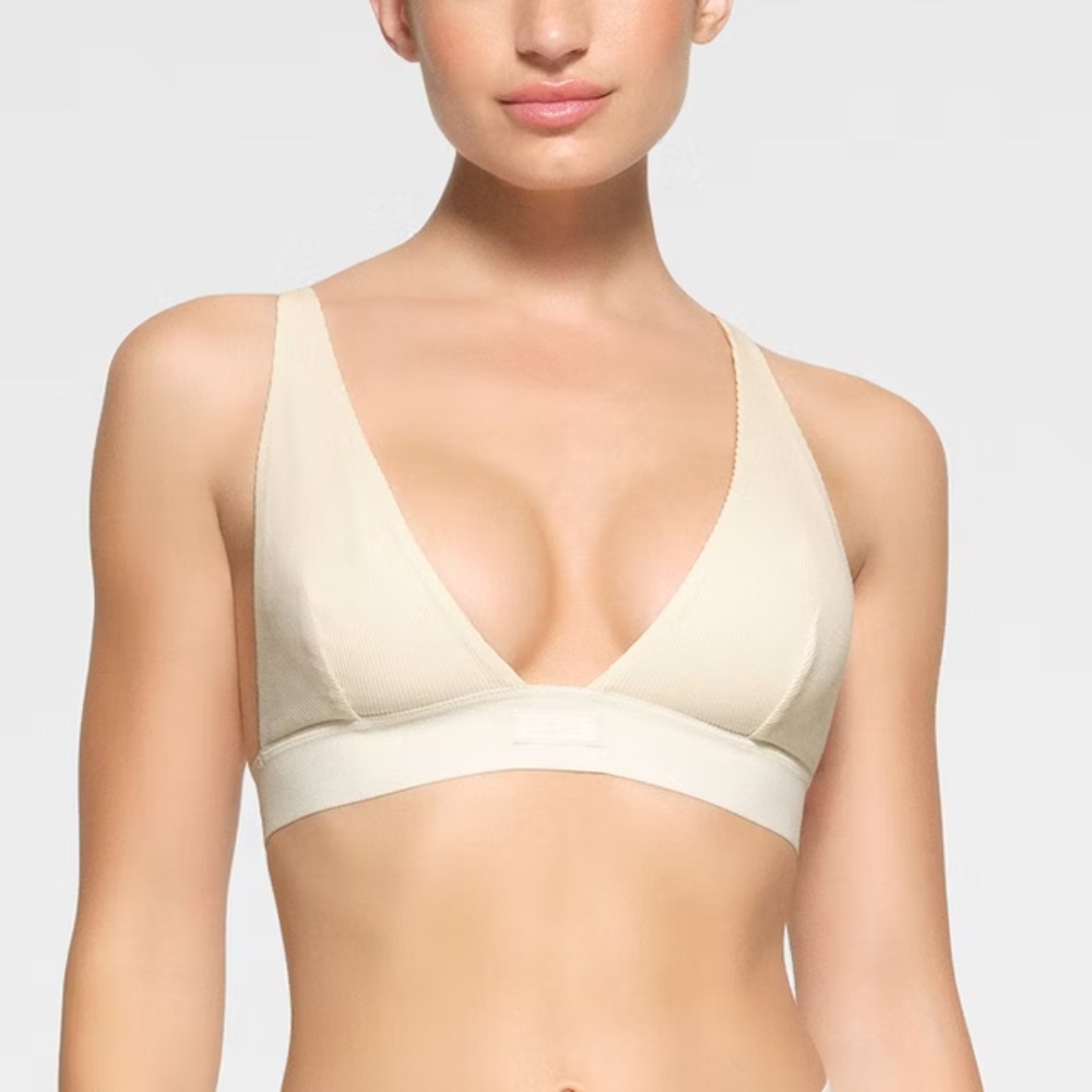 Skims cotton rib plunge bralette